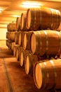 Wine cellar full of wine barrels Royalty Free Stock Photo