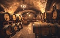 Wine cellar interior with large barrels Royalty Free Stock Photo