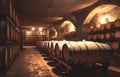 Wine cellar interior with large barrels Royalty Free Stock Photo