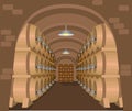 Wine cellar with oak barrels standing in rows. Winery Royalty Free Stock Photo