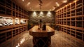 The Wine Cellar room of a beautiful bright modern style house. AI Generated