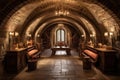 wine cellar vault with stone walls and arches