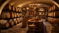 Wine cellar, vintage cellar with barrels