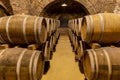 wine cellar with wooden barrels, Szekszard, Southern Transdanubia, Hungary Royalty Free Stock Photo