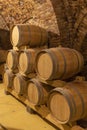 wine cellar with wooden barrels, Szekszard, Southern Transdanubia, Hungary Royalty Free Stock Photo