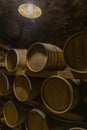 wine cellar with wooden barrels, Szekszard, Southern Transdanubia, Hungary Royalty Free Stock Photo