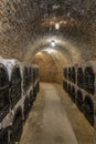 wine cellar with wooden barrels, Szekszard, Southern Transdanubia, Hungary Royalty Free Stock Photo