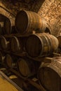 wine cellar with wooden barrels, Szekszard, Southern Transdanubia, Hungary Royalty Free Stock Photo