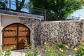 Wine cellar wooden gate. Traditional building among the peoples of southern countries