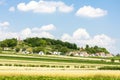 wine cellars with field, Galgenberg, Lower Austria, Austria Royalty Free Stock Photo