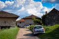 Wine cellars in old rustic vintage houses in Rajacke pimnice near the village Rajac