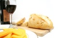 Wine cheese and bread Royalty Free Stock Photo