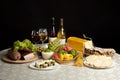 Wine, cheese and fruits Royalty Free Stock Photo