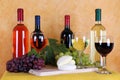 Wine, cheese and grapes Royalty Free Stock Photo