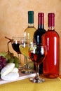 Wine, cheese and grapes Royalty Free Stock Photo