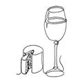 Wine, Cheese icons set illustrations. line art, Vector