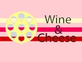 Wine And Cheese Logotype Background. Flat Design