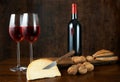 Wine cheese and nuts Royalty Free Stock Photo