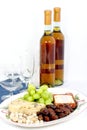 Wine and cheese platter Royalty Free Stock Photo