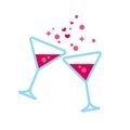 wine clinking love concept. two wine glasses celebratory toast romantic dating