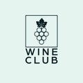 Wine club logo design. Logotype with grape and leave