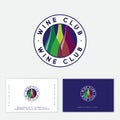 Wine club logo. Some color bottles into circle with letters. Enoteca logo.