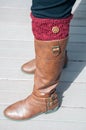 Wine colored boot cuffs for women fashion accessory