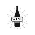 wine company with bottle in black color vector logo design