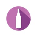 wine company with bottle inside circle in purple color vector logo design