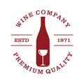 wine company premium quality with bottle and glass vector logo design