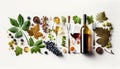 Wine Composition With Leaves, Grapes And Glasses Isolated On White Background - Generative AI