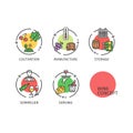 Wine Concept Thin Line Icons Labels Set. Vector