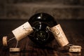 Wine cork figures, Concept too many wine makes sickness Royalty Free Stock Photo