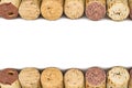 Wine cork plugs in row