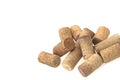 Wine cork from from semi-sweet wine, cork from white wine and cork from red wine isolated on white background Royalty Free Stock Photo