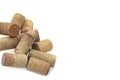 Wine cork from from semi-sweet wine, cork from white wine and cork from red wine isolated on white background Royalty Free Stock Photo