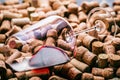 Wine corks background backdrop and background wine Glass Royalty Free Stock Photo