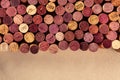 Wine corks background, a design template for a restaurant menu or winery brochure Royalty Free Stock Photo