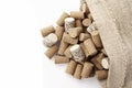 Wine corks in a bag Royalty Free Stock Photo
