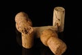 Wine corks on black background Royalty Free Stock Photo