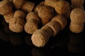 Wine corks on black background Royalty Free Stock Photo