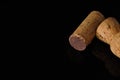 Wine corks on black background Royalty Free Stock Photo