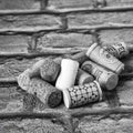 Wine corks - black and white Royalty Free Stock Photo