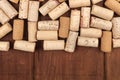 Wine corks on a dark wooden background with a place for text Royalty Free Stock Photo