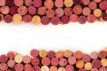 Wine corks, a design template for a restaurant menu or tasting invitation, shot from above with copy space Royalty Free Stock Photo