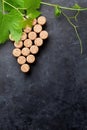 Wine corks grape shape and vine Royalty Free Stock Photo