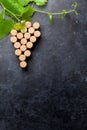 Wine corks grape shape and vine Royalty Free Stock Photo