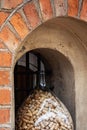 Wine corks in a huge glass jar, a decoration of winery in the old town of Vilnius, Lithuania Royalty Free Stock Photo