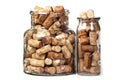 Wine corks in jars on a white background Royalty Free Stock Photo