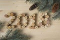 Wine corks and pine branches Royalty Free Stock Photo